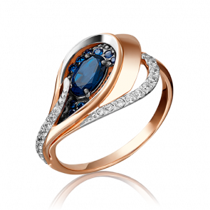 Золотое кольцо Platina с бриллиантом и сапфиром 01-5150-00-105-1110-30 фото