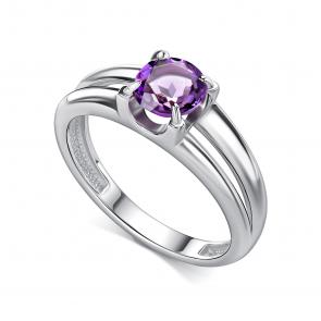 Серебряное кольцо АЛЬКОР с аметистом 01-5154/00АМ-00 фото