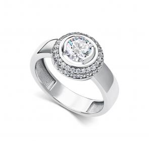 Серебряное кольцо АЛЬКОР с фианитом и горным хрусталём 01-5157/00ГХ-00 фото