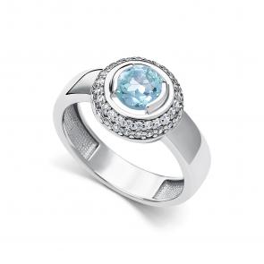 Серебряное кольцо АЛЬКОР с топазом и фианитом 01-5157/00ТБ-00 фото