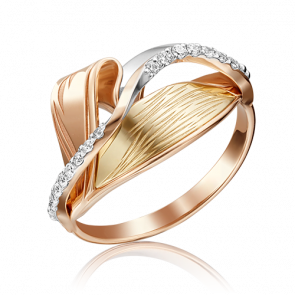 Кольцо из комбинированного золота Platina с фианитом 01-5158-00-401-1113-48 фото