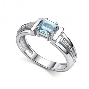 Серебряное кольцо АЛЬКОР с топазом и фианитом 01-5158/00ТБ-00 фото