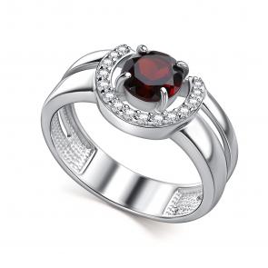 Серебряное кольцо АЛЬКОР с фианитом и гранатом 01-5159/00ГР-00 фото