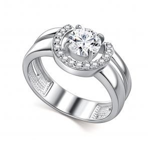 Серебряное кольцо АЛЬКОР с фианитом и горным хрусталём 01-5159/00ГХ-00 фото