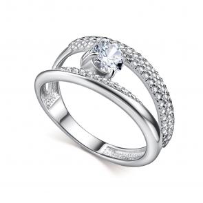 Серебряное кольцо АЛЬКОР с фианитом 01-5174/00КЦ-00 фото