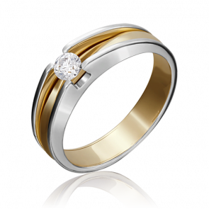 Кольцо из комбинированного золота Platina с бриллиантом 01-5177-00-101-1121-30 фото