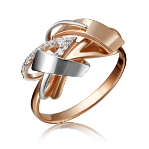 Кольцо из комбинированного золота Platina с фианитом 01-5180-00-401-1111-65 фото