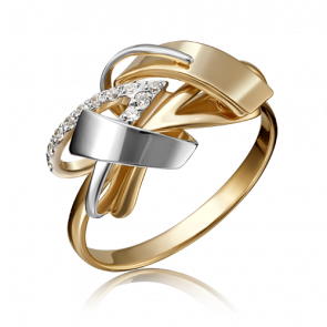 Кольцо из комбинированного золота Platina с фианитом 01-5180-00-401-1121-65 фото