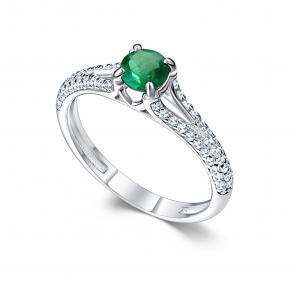 Серебряное кольцо АЛЬКОР с фианитом и изумрудом 01-5183/000И-00 фото