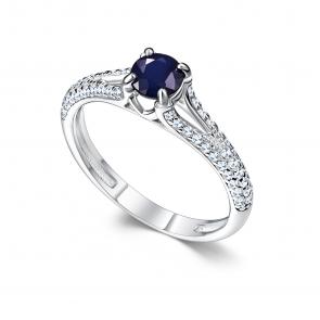 Серебряное кольцо АЛЬКОР с фианитом и сапфиром 01-5183/000С-00 фото
