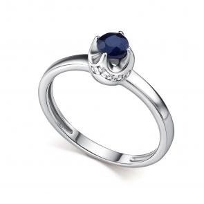 Серебряное кольцо АЛЬКОР с фианитом и сапфиром 01-5185/000С-00 фото
