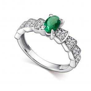 Серебряное кольцо АЛЬКОР с фианитом и изумрудом 01-5186/000И-00 фото