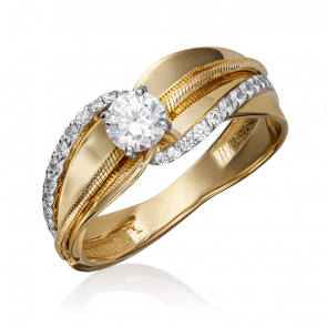 Кольцо из комбинированного золота Platina с фианитом 01-5189-00-501-1121-67 фото