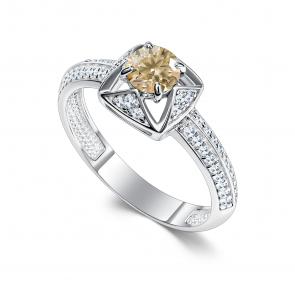 Серебряное кольцо АЛЬКОР с фианитом и муассанитом 01-5189/001М-00 фото