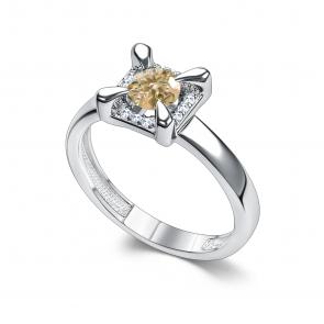 Серебряное кольцо АЛЬКОР с фианитом и муассанитом 01-5190/001М-00 фото