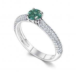 Серебряное кольцо АЛЬКОР с фианитом и муассанитом 01-5191/002М-00 фото