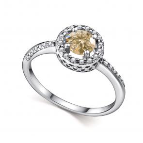 Серебряное кольцо АЛЬКОР с фианитом и муассанитом 01-5192/001М-00 фото