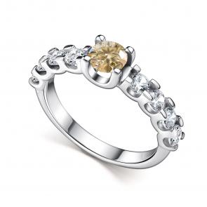 Серебряное кольцо АЛЬКОР с фианитом и муассанитом 01-5193/001М-00 фото