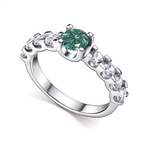 Серебряное кольцо АЛЬКОР с фианитом и муассанитом 01-5193/002М-00 фото
