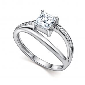 Серебряное кольцо АЛЬКОР с фианитом 01-5198/00КЦ-00 фото