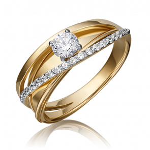 Кольцо из комбинированного золота Platina с фианитом 01-5210-00-501-1121-67 фото