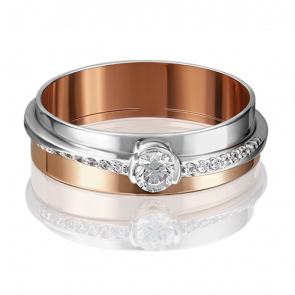 Кольцо из комбинированного золота Platina с бриллиантом 01-5213-00-101-1111-30 фото