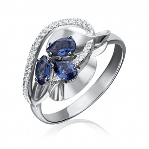 Кольцо из белого золота Platina с бриллиантом и сапфиром 01-5221-00-105-1120-30 фото