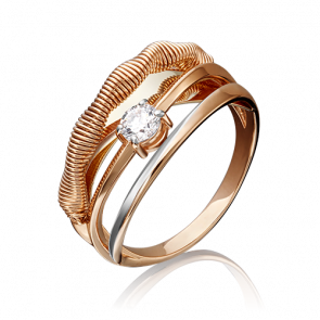 Кольцо из комбинированного золота Platina с фианитом 01-5226-00-501-1113-38 фото