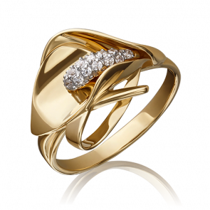 Кольцо из лимонного золота Platina с фианитом 01-5227-00-401-1130-23 фото