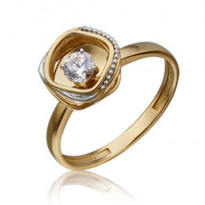 Кольцо из лимонного золота Platina с фианитом 01-5232-00-501-1130-38 фото
