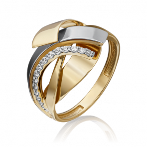 Кольцо из комбинированного золота Platina с фианитом 01-5236-00-401-1121-64 фото