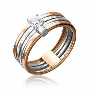 Кольцо из комбинированного золота Platina с фианитом 01-5238-00-401-1111 фото