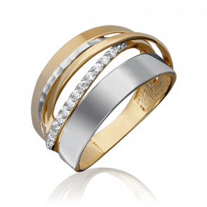 Кольцо из комбинированного золота Platina с фианитом 01-5239-00-401-1121-42 фото