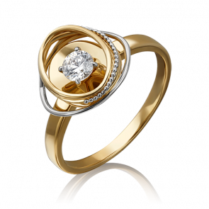 Кольцо из лимонного золота Platina с фианитом 01-5242-00-501-1130-38 фото