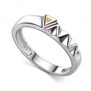 Серебряное кольцо АЛЬКОР с золотой накладкой и бриллиантом 01-5243/000Б-00 фото
