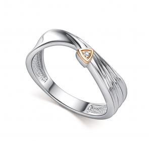 Серебряное кольцо АЛЬКОР с золотой накладкой и бриллиантом 01-5247/000Б-00 фото