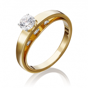 Кольцо из лимонного золота Platina с фианитом 01-5258-00-501-1130-38 фото