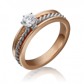 Кольцо из комбинированного золота Platina с фианитом 01-5260-00-501-1111-38 фото