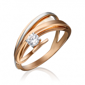 Кольцо из комбинированного золота Platina с фианитом 01-5266-00-401-1111 фото