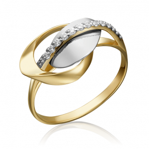 Кольцо из комбинированного золота Platina с фианитом 01-5271-00-401-1121-23 фото