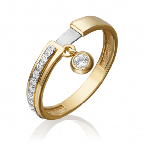 Кольцо из комбинированного золота Platina с фианитом 01-5285-00-401-1121-48 фото