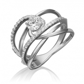 Кольцо из белого золота Platina с фианитом 01-5286-00-501-1120-38 фото