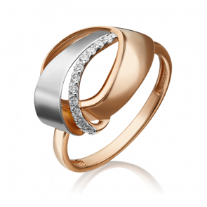 Кольцо из комбинированного золота Platina с фианитом 01-5298-00-401-1111-48 фото
