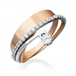 Кольцо из комбинированного золота Platina с фианитом 01-5302-00-401-1111-03 фото