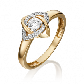 Кольцо из комбинированного золота Platina с фианитом 01-5304-00-401-1130 фото