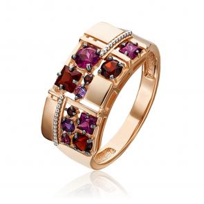 Кольцо из комбинированного золота Platina с аметистом и гранатом 01-5307-00-257-1111-57 фото