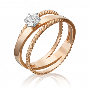 Кольцо из комбинированного золота Platina с фианитом 01-5334-00-501-1111-38 фото