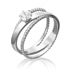 Кольцо из белого золота Platina с фианитом 01-5334-00-501-1120-38 фото