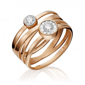 Кольцо из комбинированного золота Platina с фианитом 01-5338-00-501-1111-38 фото