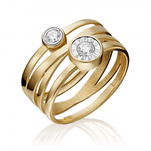 Кольцо из комбинированного золота Platina с фианитом 01-5338-00-501-1121-38 фото